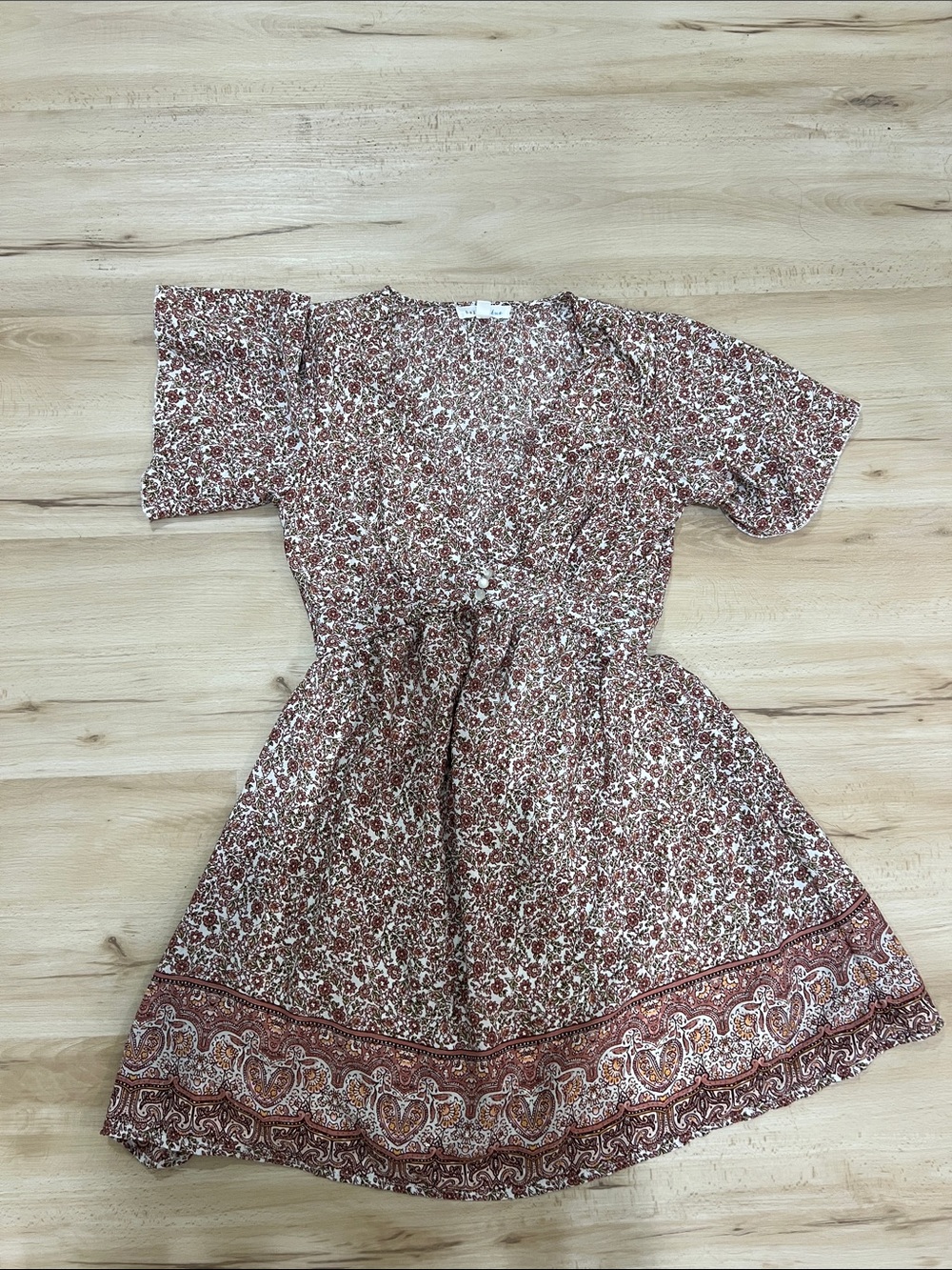 NWOT! Floral Short Sleeve Fit-and-Flare Dress in Dusty Rose